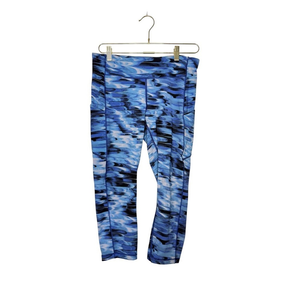 Lululemon Speed Up Crop Leggings‎ Blue Abstract Wave Print Size 10 W6AL8S